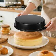 Set Loyang Kue Bulat, Loyang Kue Anti Lengket dari Baja Karbon dengan Pegangan, Termasuk Kertas Perkamen, Aman untuk Mesin Pencuci Piring - Hitam - View 4