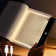 Tablet Book Light, Rechargeable Transparent LED Smart Reading Light, 3-Color Adjustable & Timer, Dimmable Full Page Panel Light, Eye-Protection, Portable Tablet Reading Light, Suitable For Bedside, Students, Learning, Work - 3-color Light - View 4