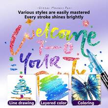 Guangna New 20 Colors Glitter Markers, Smooth Writing With Sparkling Effect, Suitable For Your Special Art Creation & Painting, Especially Perfect For Holiday, Birthday Gift Writing - Sets - View 4