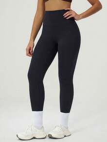 Women's Butt-Lifting Ruched Sports Base Layer Leggings, 3D Ruched Butt Design For Butt-Lifting And Curve Enhancement, Showcasing Charming Waist Dimples And Perky Butt, Tight Fit And Slimming For S-Curve, Comfortable Tight Fit, Suitable For Yoga, Fitness, Running And Street Style - Black - View 7
