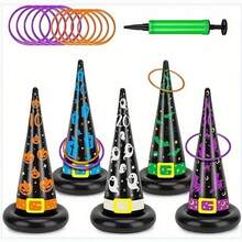 1 Set Inflatable Witch Hat Halloween Ring Toss Game Set - Perfect Choice For Indoor/Outdoor Party, Inflatable Ring Toss Game Toy, Perfect Choice For Family Party Games, Halloween, Christmas Gift - Multicolor - View 3