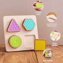 Wooden Shape Sorting Board Toy, Sensory Geometric Blocks, Shape Matching Puzzle, Montessori Early Learning Educational Toy, Suitable For 1-3 Years Old Toddlers - Multicolor - View 1