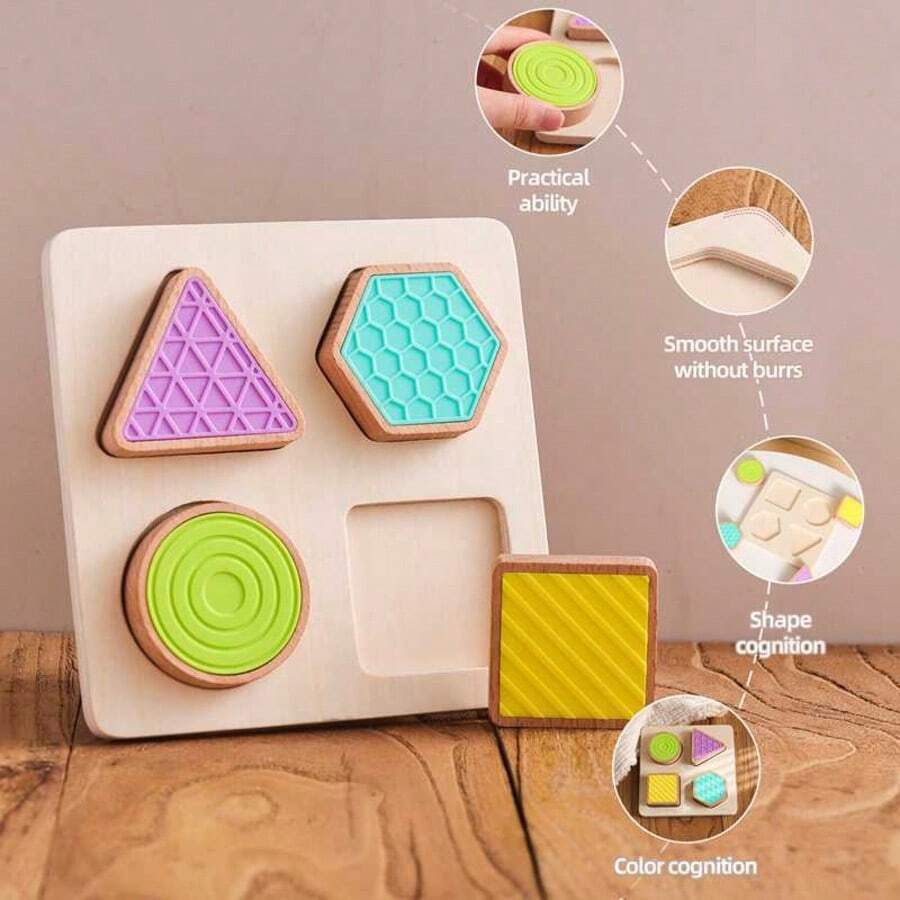 Wooden Shape Sorting Board Toy, Sensory Geometric Blocks, Shape Matching Puzzle, Montessori Early Learning Educational Toy, Suitable For 1-3 Years Old Toddlers - Multicolor - View 1