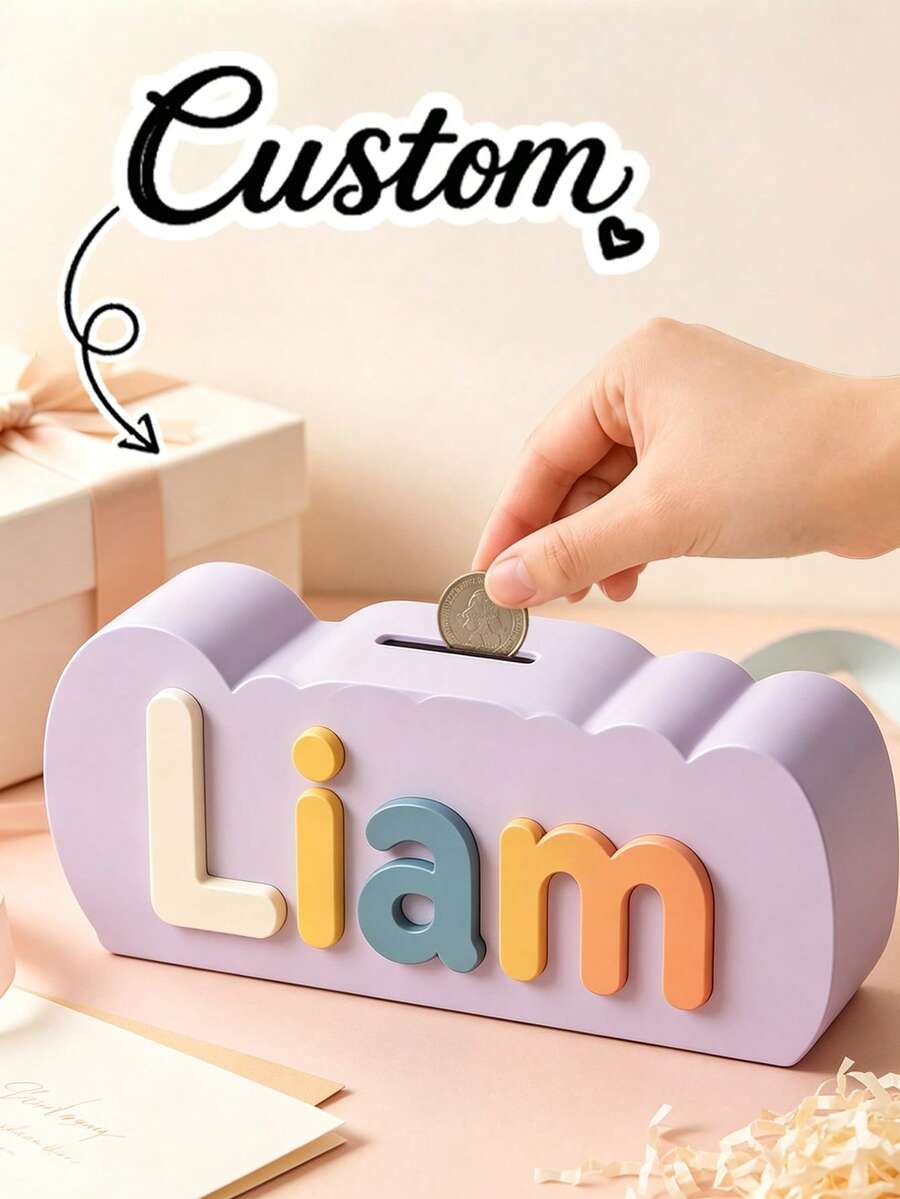 Personalized Name Pencil Holder, Customized Letter Design Desktop Storage Box, Cute Stationery Organizer, Suitable For School, Office And Bedroom - Multicolor - View 1