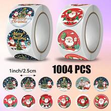 1004pcs/2roll, Gift Envelope Decorative Stickers, Scrapbook Decorative Stickers, Merry Christmas And Santa Claus Patterns, Planner Collage Materials, Christmas, Christmas Elements. Gift Wrapping Seal, Vintage Photo Album, Storage Jar. Gift Box Decoration And More - Christmas Elements - View 1