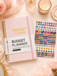 1pc Undated Budget Planner With 3 Sticker Sheets, Expense Tracker, Monthly Budget Review & Gold Twin-Wire Binding, Halloween Notebook For Office Decor And Accessories, Nurse Essentials, Bible Study Materials - A - View 2
