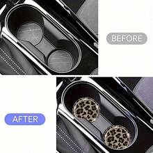 2/4pcs Leopard Print Rhinestone Fashion Car Coasters, Car Interior Decoration - Leopard Print Coasters - View 6