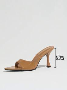 Women's Pointed Toe Mule High Heel Sandals, Minimalist Comfortable Versatile Commute Elegant Shoes, Stiletto High Heels - Brown - View 3