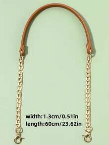 1pc Gold Metal Chain With Black Shoulder Strap, Fashionable And Versatile, Suitable For DIY Handbag And Shoulder Bag Accessories, Square Safety Buckle Design, Can Be Used As Wallet Strap Or For DIY Wallet Making - Multicolor - View 6