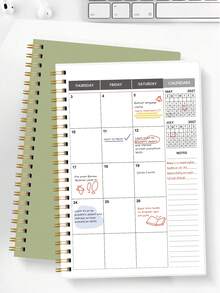 Trees 1pc 2027 Monthly Planner Agenda,A5 Simple Monthly Planner Notebook With Calendar Grids, Notes & To-Do,Perfect Productivity Organizer For Home, Work & School Use,Office Supplies For Women Desk Accessories - Green - View 3