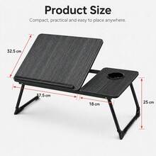 Foldable Laptop Bed Table,5 Adjustable Angles Portable Lap Desk With Cup Holder,Storage Side Tray,Lightweight Breakfast Tray For Working,Reading,Eating On Bed Sofa - Black - View 7