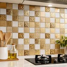1/10/50/100PCS Mosaic Peel And Stick Backsplash Tile Stickers, Self Adhesive Square Wall Tiles, Black Grey Gold Decorative Wall Decals For Kitchen Backsplash, Bathroom, Countertop, DIY Home Decor, Removable Mosaic Wall Covering, Modern Kitchen Decor - Multicolor - View 3
