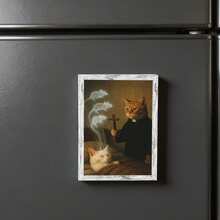 1pc Wooden Photo Frame Refrigerator Magnet - Exorcist Cat Fridge Decoration Magnet, Home Decor! - A - View 2