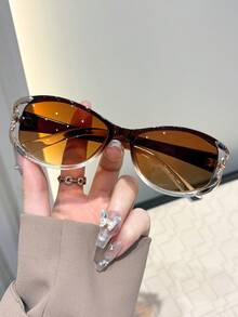 1 Pair Women's Fashion Geometric Pattern Sunglasses, Fusion Of Modern Geometric Lines And Personalized Charm, Suitable For Vacation Outfits, Parties, Daily Life, Travel, Music Festivals, Fits All Face Shapes. - Multicolor - View 3
