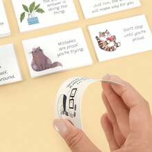 90Pcs Positive Affirmation Cards Cute Cartoon Inspirational Quote Cards Motivational Encouragement Cards For Daily Reflection Self‑Care Desk Decor Gift - Multicolor - View 1