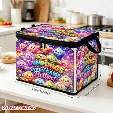 1pc Foldable Zipper Storage Bin With Handles, 2D Flat Printing Cute Gaming Cartoon Dumplings Print Large Capacity Dust‑Proof Fabric Storage Box For Bedroom Closet Toys Clothes Organizer - 1 Unit - View 14