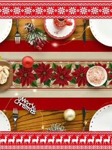 1 buah, Desain Elemen Poinsettia, Dekorasi Natal, Taplak Meja Panjang Natal, Taplak Meja Panjang Natal, Bahan Poliester Linen Imitasi, Hadiah, Penutup Pelindung, Taplak Meja Persegi Panjang, Dapat Dicuci, Cocok Untuk Makan Malam di Rumah, Meja Kopi, Dekorasi Dapur dan Ruang Makan, Dekorasi Meja Makan, Dekorasi Pesta dan Acara, Dekorasi Rumah, Dekorasi Taplak Meja Teras Luar Ruangan, Dekorasi Pintu Masuk, Dekorasi Kain Perapian - Merah - View 8