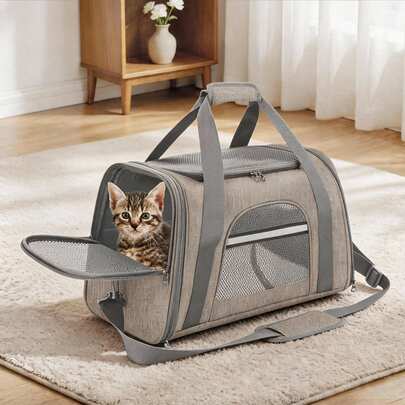 Bolsa transportadora para mascotas de gran capacidad, bolsa portátil transpirable para todas las estaciones, bolsa plegable de mano para perros/gatos