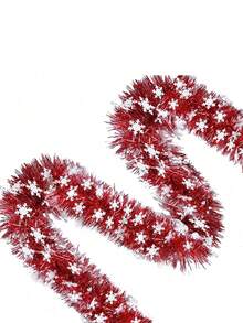 1 Set Snowflake Red Ruffle Edge Ribbon, High-Quality New Metal Foil Decoration, Soft Material, Elegant Holiday Ornament, Suitable For Indoor/Outdoor Holiday Decoration, Decorative Ruffle Edge Ribbon Enhances Holiday Atmosphere - Multicolor - View 10