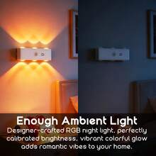 1pc Motion Sensor Night Light, Magnetic Wall Light, Detachable Wall-Mounted Lighting With Lens, Up And Down Lighting, USB Rechargeable LED Light, Wireless Stair Light, Indoor Wooden Wall Light For Wardrobe, Hallway, Stairs - Multicolor - View 5