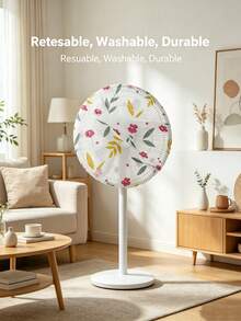 1PC Floral Print Standing Fan Dust Cover, Reusable Washable Non-Disposable Round Electric Fan Protective Sleeve, Elastic Stretch Fabric Fan Shield For Household Pedestal Fan, Dustproof Anti-Pollution Home Kitchen Bedroom Fan Accessory - Multicolor - View 3