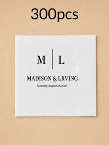 Custom Monogram Cocktail Napkins, Elegant Wedding & Christmas Table Decor, Personalized Names & Date Party Napkins, Customized Anniversary Engagement Dinner Supplies, Customizable Holiday Gift For Couples & Family, Personalized Gift, Unique Gift - Style B - View 8