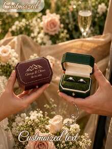 Personalized Wedding Ring Box, Customized Engraved Dual Slot Ring Holder, Ring Bearer Box, Engagement Proposal Keepsake, Wedding Gift - Multicolor - View 2
