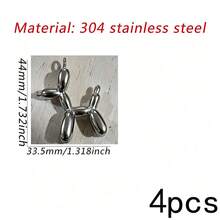 1/4pcs 3D Balloon Dog Stainless Steel Pendant, Non-Fading Metal Animal Charm, DIY Jewelry Making Bracelet Necklace Accessory - Dog Pendant - View 17
