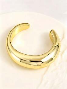 3/1pc Vintage Elegant Old Money Style Golden Geometric Twisted Wide Cuff Bracelet Set, CCB Casual Open Design, Suitable For Women's Daily Wear - Yellow Gold - View 5