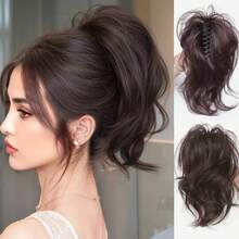 High Crown Fountain Curly High Ponytail Wig, Elegant Lady Style, Hair Clip, Voluminous Hair Extension, Realistic Short Hair Braid - Multicolor - View 1