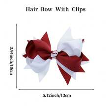 2Pcs 5 Inch Back To School Hair Bows, Two Tones Hair Bow, School Hair Bows,Girls Hair Bow Fashionable Children Hair Bows With Clips For Festivals - Burgundy - View 6