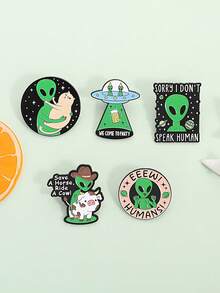 Cute Quirky Alloy Oil-Drip English Letter Alien Brooch, Unisex Backpack & Clothing Decoration - Multicolor - View 4