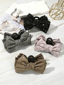 4PCS/1PC Large Bow Claw Clips For Women - Velvet ​​Bow With Five-Pointed Star Accents​-For Thick Long Hair - Bowknot Accessories For Girls Party Prom - Multicolor - View 11