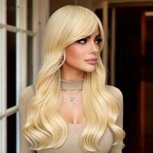 Women's Elegant Gold Long Wavy Wig, Carnival Party Style, Natural Soft High-Quality Heat-Resistant Fiber, Smooth And Silky, Suitable For All Women - Gold - View 1