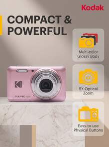 Kodak FZ55 Digital Camera: Entry-Level Compact Point-And-Shoot Camera For Home Use, 16.35MP Resolution, 28mm Wide-Angle Lens, 5x Zoom, 1080p Video Recording, 2.7-Inch Screen, Scene Modes, Portable For Home And Travel Use. - View 7