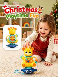 Giraffe Suction Cup Activity Toy, Suitable For Toddlers, Colorful Button Game And Rotating Desktop Toy, Multiple Colors, Baby Halloween, Baby Sensory Toy, Hand Rattle, Hand Drum & Mini Trumpet, Suitable As Birthday Or Christmas Gift For Newborns And Infants - Multicolor - View 2