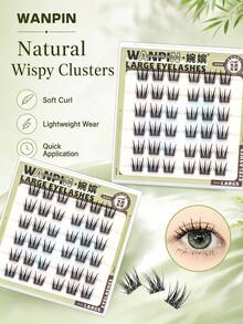 WANPIN WAN PIN Fireworks Glue-Free Lightweight Cluster False Eyelashes, 9-13mm B Curl Fine Velvet Style, 6 Rows Mixed Length, Lightweight Natural Lift, Fluffy Layered Design, Soft Comfortable, Easy To Apply, Suitable For Daily Eye Makeup - B - View 6