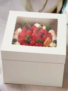 Cake Box With Cake Board, 12 Inch High Cake Box, Cake Transport Container, White Cake Tray Holder For Baking Foods Cookies Desserts Pastries Cupcakes Bakery (12 X 8 Inch) - View 5