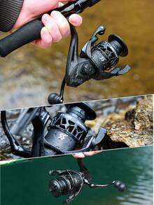 SOUGAYILANG 5.2:1 Gear Ratio Ultra-Light CNC Aluminum Alloy Spool EVA Handle Spinning Reel - Suitable For Bass/Trout, Lake/River, Perfect For Beginners And Fishing Enthusiasts - Black - View 9