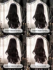 alicegarden Wig sintetis sepanjang 28 inci dengan gaya bergelombang alami dalam warna hitam-cokelat yang menakjubkan. Desain belahan tengah, wig palsu ini sangat cocok untuk penggunaan cosplay pesta sehari-hari, menawarkan wig alami dan tahan lama sebagai hadiah untuk para wanita. - Hitam Coklat - View 10
