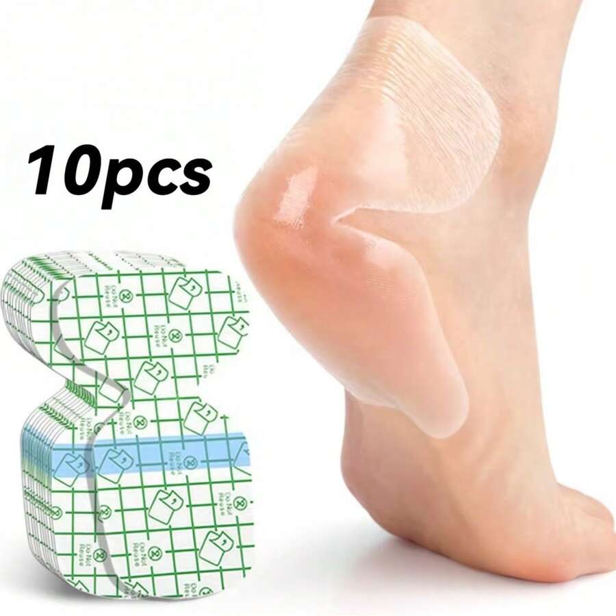 QKC 10pcs Invisible Heel Pads For High Heels, Breathable And Comfortable, Moisturizing And Repairing Dry Cracked Heels, Suitable For Sensitive Skin - Clear - View 1