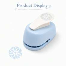 1pc Round Floral Hollow Paper Punch, 2.5cm Flower Pattern Manual Punching Tool, Wide Labor-Saving Press Handle, Durable ABS Plastic Shell With Metal Cutting Die, Bottom With Transparent Paper Scrap Collection Cover, Suitable For Craft Paper, Scrapbooking, Greeting Cards, Gift Tags And DIY Handmade Projects - B-Blue - View 8