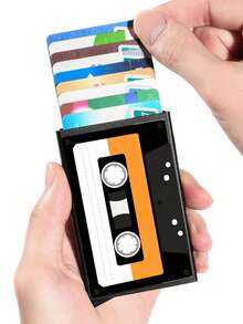 2D Retro Cassette Tape Pattern Pop-Up Card Holder, Holds 6 Cards, Portable Scratch-Resistant Card Case, Minimalist Credit Card Holder, Cassette Illustration Style Doctor Nurse Card Holder, Transit Card Holder, Student ID Card Holder Set, Multi-Functional Decorative Accessory, Suitable For Keychain, Phone Accessory, Card Storage, Storing ID Card, Credit Card, Transit Card, Gift For Family And Friends, Music Lovers Back To School Season, Teacher's Day, Back To School, Halloween, Thanksgiving, Christmas, New Year, Anniversary Gift. - Multicolor - View 9