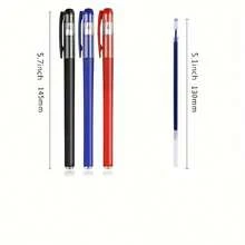 40-Piece Quick-Dry Gel Pen Set, Includes 5 Pens And 35 Refills, 0.5mm Fine Tip, Black Ink - Suitable For Office And Daily Use - Round - View 2