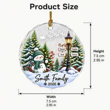 Custom Family Name Round Hanging Ornament, Snowman Winter Christmas Tree Decoration, Personalized Home Pendant, Custom 2-4 Names Holiday Keepsake Gift, Customizable Text Christmas Decor, 2026 Christmas Ornament, Family Name Hanging Decor - Style B - View 2