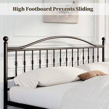 Victorian Style Metal Bed Frame Queen Size With Headboard & Footboard, Heavy-Duty Platform No Box Spring Needed, Noise-Free Steel Slats Under Bed Storage - Black - View 4