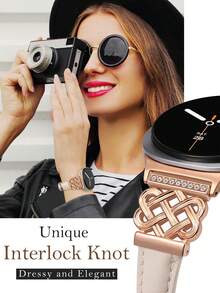 Celtic Knot Leather Band For Samsung Galaxy Watch 9/8 40mm 44mm & Watch 8 Classic 46mm - Starlight Leather + Rose Gold - View 5