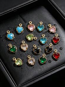 20Pcs Heart Rhinestone Charms,304 Stainless Steel Multicolor Rhinestone Pendants,Charms For Jewelry Making,Diy Necklace Bracelet Making Supplies - Rhinestone Pendant - View 2