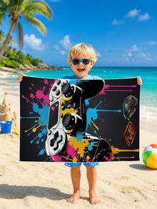 1pc Video Game Controller Design Beach Towel, Super Absorbent Large Beach Blanket, Suitable For Travel, Swimming Pool, Diving, Surfing, Yoga, Camping, Available In Multiple Sizes, Beach Accessories - Multicolor - View 5