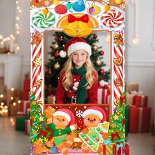 1pc Christmas Gingerbread Man Candy Tree Pattern Cutout Photo Frame, Christmas Party Decoration Prop, Holiday Atmosphere Backdrop, Seasonal Decor, Party Background Cloth - Christmas Nut Gingerbread Man - View 4